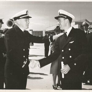 Vtg WWII U.S. Naval Officers At Winging Ceremony B & W Publicity Photo  8" x 10"